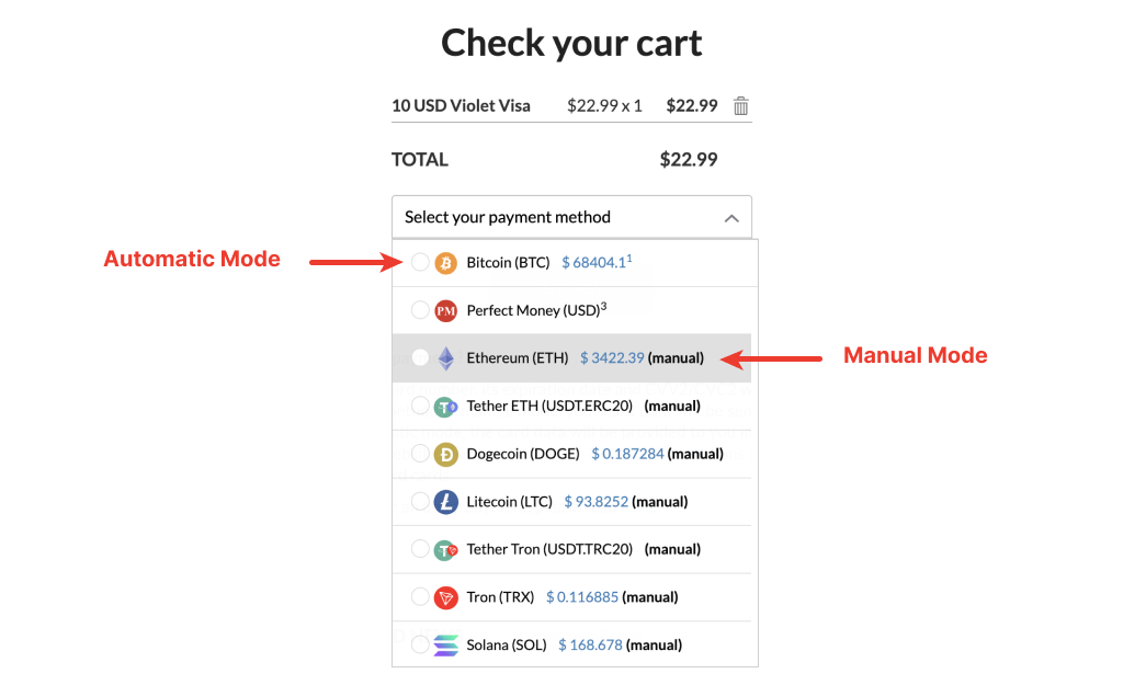 Manual cryptocurrencies
